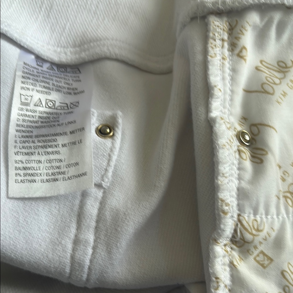 Belle by Kim Gravel White Denim Pants size 8 petite expandable waist - Picture 7 of 7